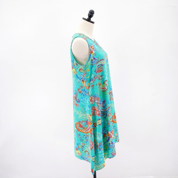 Madison Leigh 10 Teal Paisley Crew Neck Sleeveless Maxi Dress Polyester - Picture 6 of 9